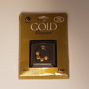 Cousin 14K Yellow Gold Plated Beads Round Circl Diamond Cut Jewelry Findings NIB